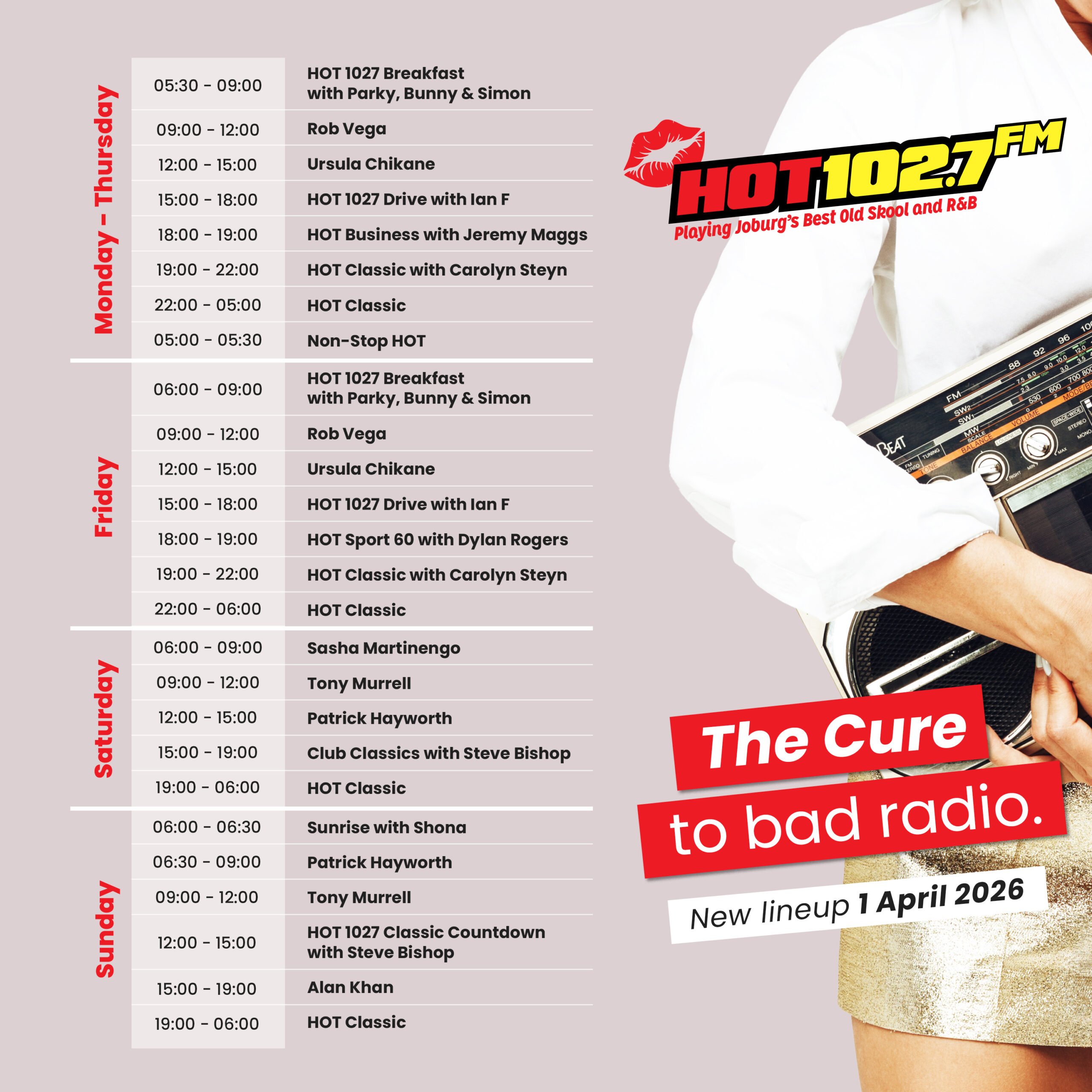 Hot 102.7FM line-Up